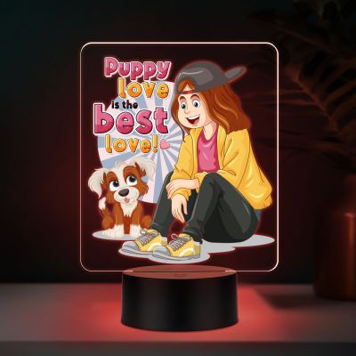 Puppy Love is The Best Love LED Night Light with Color Changing Light, Dog Lover Gift Lamp for Baby, Toddler & Pet Lovers Cute Nursery & Bedside Decor Ideal Gift for Boys, Girls